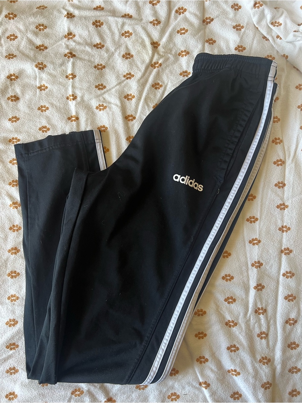 adidas Black Track Pants with White Stripes